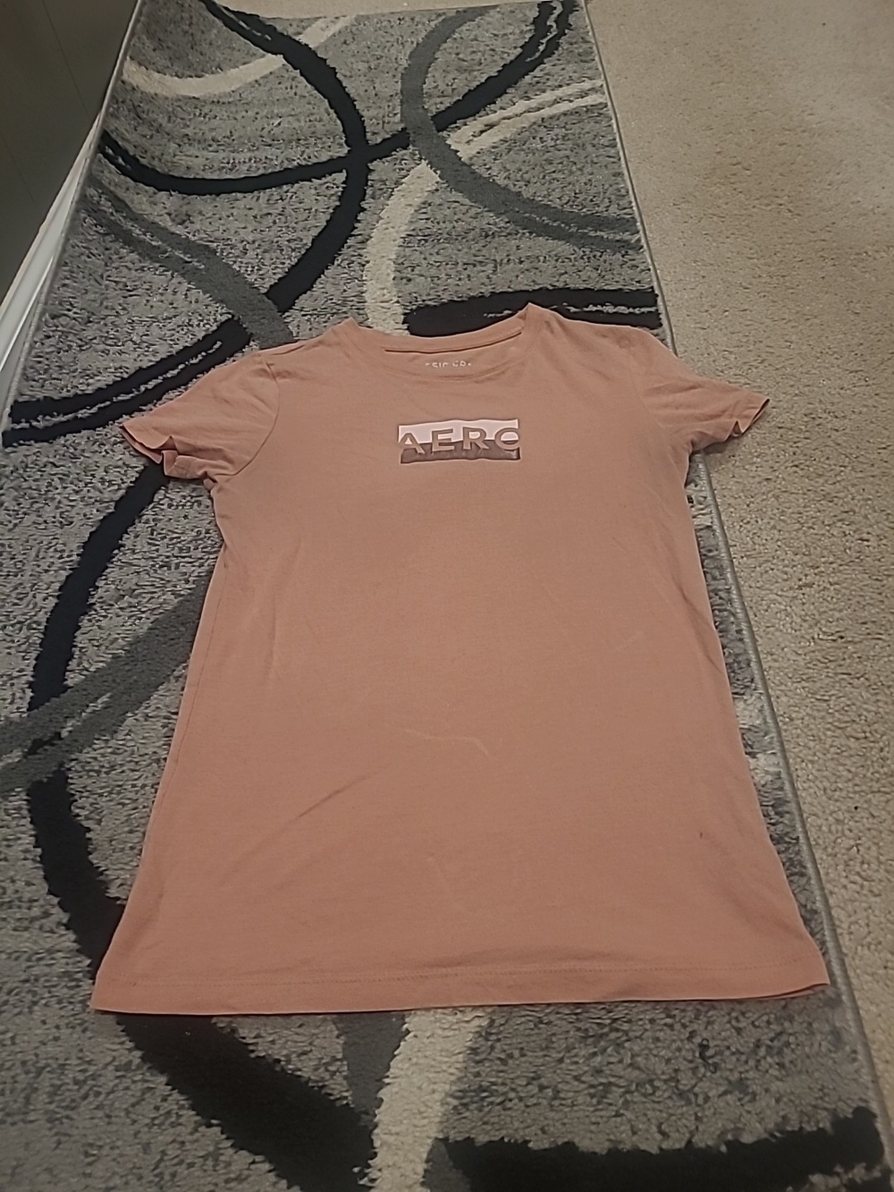 Aeropostale Womens Peach Classic Crew Neck Logo Tee Small